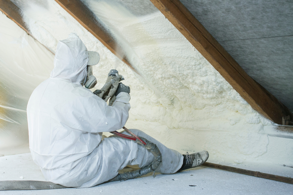 Spray foam insulation applied by professionals